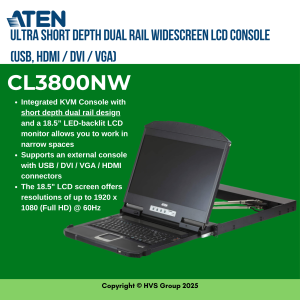 Ultra Short Depth Dual Rail WideScreen LCD Console (USB, HDMI / DVI / VGA)